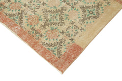 Overdyed Vintage Bej Eskitme Pamuk Yün El Dokuma Halısı 106x200 Agacan