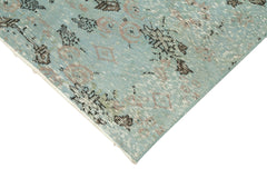 Overdyed Vintage Mavi Eskitme Pamuk Yün El Dokuma Halısı 121x217 Agacan