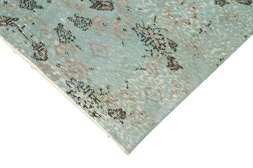 Overdyed Vintage Mavi Eskitme Pamuk Yün El Dokuma Halısı 121x217 Agacan