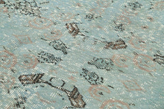 Overdyed Vintage Mavi Eskitme Pamuk Yün El Dokuma Halısı 121x217 Agacan