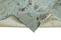 Overdyed Vintage Mavi Eskitme Pamuk Yün El Dokuma Halısı 121x217 Agacan