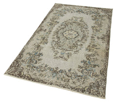 Overdyed Vintage Gri Eskitme Pamuk Yün El Dokuma Halısı 105x194 Agacan