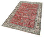 Overdyed Vintage Kırmızı Eskitme Pamuk Yün El Dokuma Halısı 115x196 Agacan