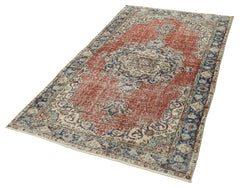Overdyed Vintage Kırmızı Eskitme Pamuk Yün El Dokuma Halısı 117x207 Agacan