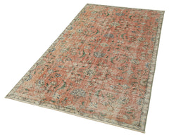 Overdyed Vintage Kırmızı Eskitme Pamuk Yün El Dokuma Halısı 115x216 Agacan