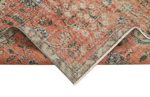 Overdyed Vintage Kırmızı Eskitme Pamuk Yün El Dokuma Halısı 115x216 Agacan