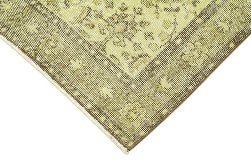 Overdyed Vintage Sarı Eskitme Pamuk Yün El Dokuma Halısı 117x204 Agacan