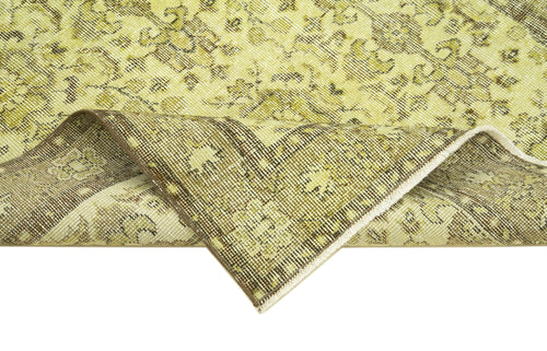 Overdyed Vintage Sarı Eskitme Pamuk Yün El Dokuma Halısı 117x204 Agacan
