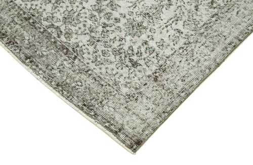 Overdyed Vintage Gri Eskitme Pamuk Yün El Dokuma Halısı 112x213 Agacan