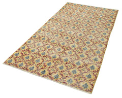 Overdyed Vintage Sarı Eskitme Pamuk Yün El Dokuma Halısı 116x214 Agacan