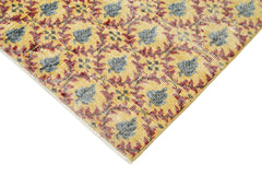 Overdyed Vintage Sarı Eskitme Pamuk Yün El Dokuma Halısı 116x214 Agacan