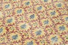 Overdyed Vintage Sarı Eskitme Pamuk Yün El Dokuma Halısı 116x214 Agacan