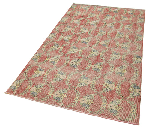 Overdyed Vintage Kırmızı Eskitme Pamuk Yün El Dokuma Halısı 118x220 Agacan