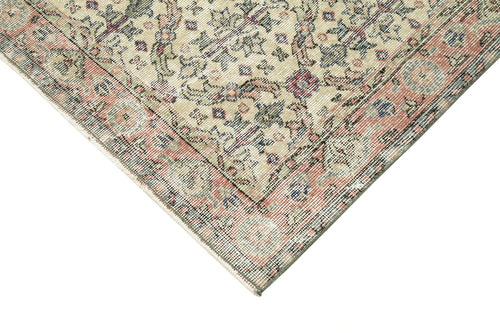 Overdyed Vintage Bej Eskitme Pamuk Yün El Dokuma Halısı 114x213 Agacan