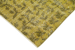 Overdyed Vintage Sarı Eskitme Pamuk Yün El Dokuma Halısı 135x195 Agacan