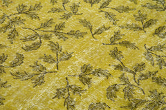 Overdyed Vintage Sarı Eskitme Pamuk Yün El Dokuma Halısı 135x195 Agacan
