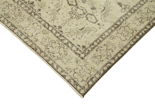 Overdyed Vintage Bej Eskitme Pamuk Yün El Dokuma Halısı 112x201 Agacan