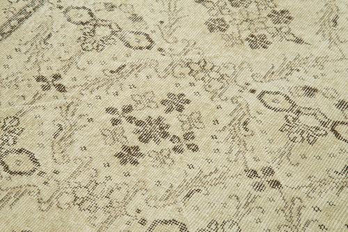 Overdyed Vintage Bej Eskitme Pamuk Yün El Dokuma Halısı 112x201 Agacan