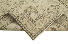 Overdyed Vintage Bej Eskitme Pamuk Yün El Dokuma Halısı 112x201 Agacan