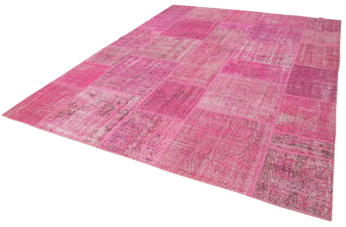 Kırk Yama Pembe Patchwork Pamuk Yün El Dokuma Halısı 250x350 Agacan