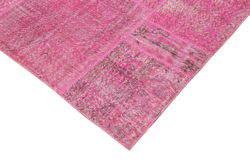 Kırk Yama Pembe Patchwork Pamuk Yün El Dokuma Halısı 250x350 Agacan