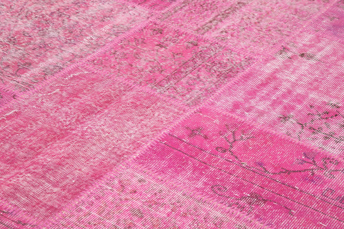 Kırk Yama Pembe Patchwork Pamuk Yün El Dokuma Halısı 250x350 Agacan