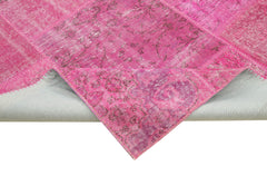 Kırk Yama Pembe Patchwork Pamuk Yün El Dokuma Halısı 250x350 Agacan