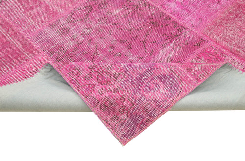 Kırk Yama Pembe Patchwork Pamuk Yün El Dokuma Halısı 250x350 Agacan