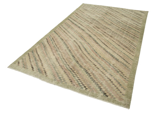 Checkered Kilim Bej Damalı Pamuk Yün El Dokuma Halısı 173x274 Agacan