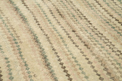 Checkered Kilim Bej Damalı Pamuk Yün El Dokuma Halısı 173x274 Agacan