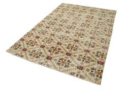 Checkered Kilim Sarı Damalı Pamuk Yün El Dokuma Halısı 170x257 Agacan