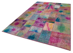 Kırk Yama Gri Patchwork Pamuk Yün El Dokuma Halısı 198x300 Agacan