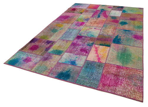 Kırk Yama Gri Patchwork Pamuk Yün El Dokuma Halısı 198x300 Agacan