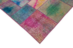 Kırk Yama Gri Patchwork Pamuk Yün El Dokuma Halısı 198x300 Agacan
