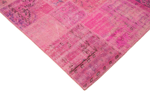 Kırk Yama Pembe Patchwork Pamuk Yün El Dokuma Halısı 202x303 Agacan