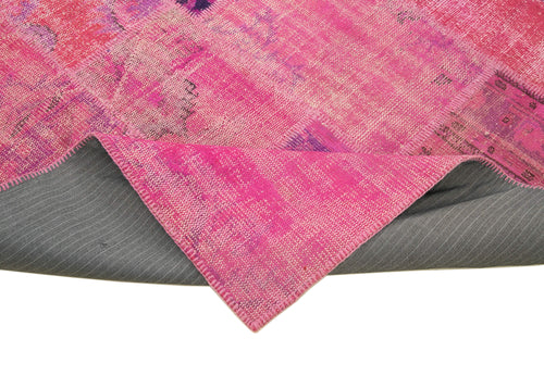 Kırk Yama Pembe Patchwork Pamuk Yün El Dokuma Halısı 202x303 Agacan