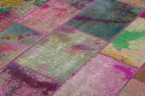 Kırk Yama Gri Patchwork Pamuk Yün El Dokuma Halısı 198x300 Agacan