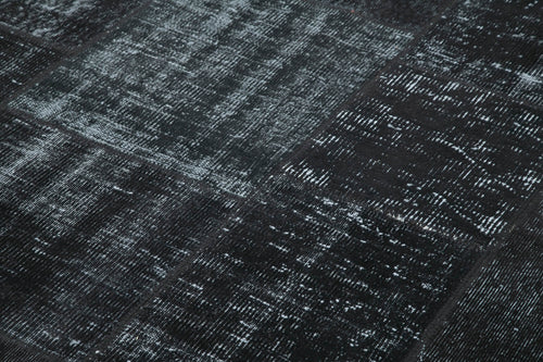Kırk Yama Siyah Patchwork Pamuk Yün El Dokuma Halısı 192x300 Agacan