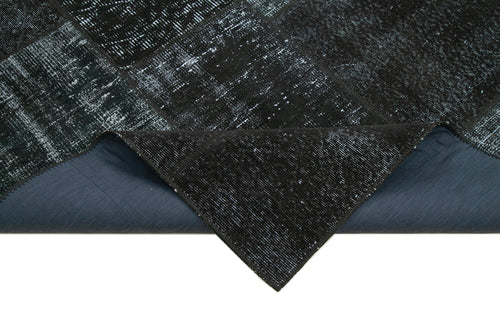Kırk Yama Siyah Patchwork Pamuk Yün El Dokuma Halısı 192x300 Agacan