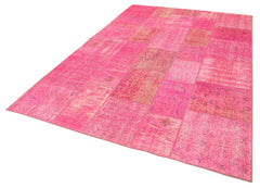Kırk Yama Pembe Patchwork Pamuk Yün El Dokuma Halısı 200x300 Agacan