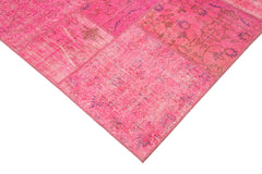 Kırk Yama Pembe Patchwork Pamuk Yün El Dokuma Halısı 200x300 Agacan