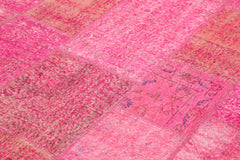 Kırk Yama Pembe Patchwork Pamuk Yün El Dokuma Halısı 200x300 Agacan