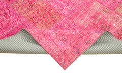 Kırk Yama Pembe Patchwork Pamuk Yün El Dokuma Halısı 200x300 Agacan