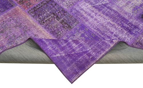 Kırk Yama Mor Patchwork Pamuk Yün El Dokuma Halısı 194x301 Agacan
