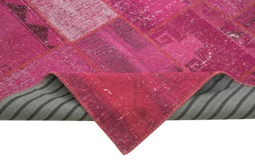 Kırk Yama Pembe Patchwork Pamuk Yün El Dokuma Halısı 204x302 Agacan