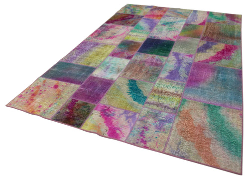 Kırk Yama Gri Patchwork Pamuk Yün El Dokuma Halısı 198x300 Agacan