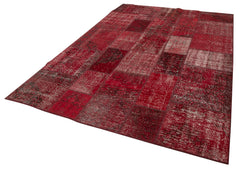 Kırk Yama Kırmızı Patchwork Pamuk Yün El Dokuma Halısı 200x300 Agacan