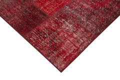 Kırk Yama Kırmızı Patchwork Pamuk Yün El Dokuma Halısı 200x300 Agacan