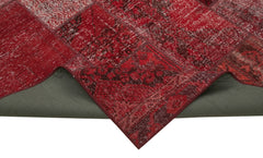 Kırk Yama Kırmızı Patchwork Pamuk Yün El Dokuma Halısı 200x300 Agacan