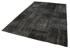Kırk Yama Siyah Patchwork Pamuk Yün El Dokuma Halısı 193x300 Agacan